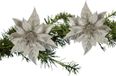 Billiet - Vanlaere Decoratie fleur de Noël - 2x pièces - champagne paillettes - sur pince - 18 cm - décoration de sapin de Noël