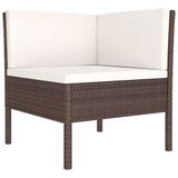 vidaXL 6-delige Loungeset Poly Rattan Bruin met Kussens