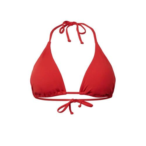 ESPRIT Women's Ribbed Triangle Bikini Top - Red