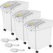 Boîte de rangement et de stockage sans marque sur roues - Lot de 3 - Avec couvercles - 25 L par pièce - Pour riz, céréales et pâtes - Conservation des aliments