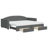 vidaXL Slaapbank met onderschuifbed en lades 90x200 cm stof donkergrijs