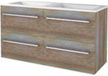 Basic Line Start 46 Badkamermeubelset - 120 x 46 cm - Met Grepen - 4 Lades - Acryl Wastafel - Zonder Kraangat - Scotch Oak