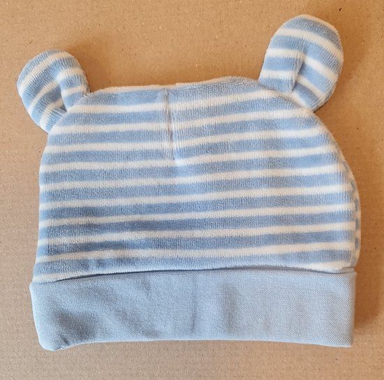 Blue Seven Baby Setje Muts en Slabbedje - Blauw - Maat 62 - Biologisch Katoen