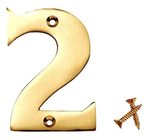 Bulk Hardware BH04228 - Cijfer 2 - 75 mm - Gepolijst messing - Wit