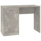 VidaXL Bureau met kast en lade 100x40x73 cm bewerkt hout betongrijs