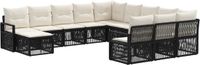 vidaXL Tuinbank - Set - 12 zitplekken - Zwart - Polyrattan
