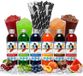 Siroop partyset 6 x 250 ml + 100 lepelrietjes van papier pour boissons Slush
