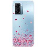 Oppo Bedrukt siliconen hoesje compatibel met Oppo A77 5G, Oppo A57 4G, Oppo A57 5G Confettis de coeurs rose