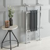 Elizabeth Sèche-serviettes Dual Fuel / Hybride Klassiek Antraciet met Overhangend Handdoekrek 45 x 93cm Incl. Touchscreen Wifi Thermostaat