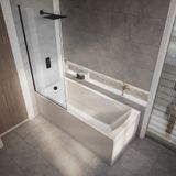 Hudson Reed Baignoire douche rectangulaire moderne - 170 x 70 cm - Pare-baignoire noir - Tablier frontal & latéral - Sandford