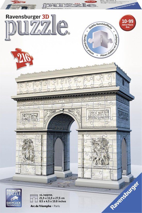 Ravensburger Arc de Triomphe Parijs 3D Puzzel - 216 stukjes - 12+