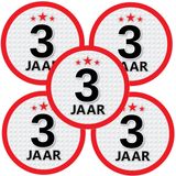 Bellatio Decorations 3 jaar leeftijd sticker - 5x - rond - Dia 15 cm - 3 jaar verjaardag - jubileum - leeftijd versiering