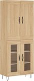 vidaXL Hoge kast 69,5x34x180 cm bewerkt hout sonoma eikenkleurig