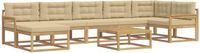 vidaXL - Bank loungeset - Acacia hout - Wit en Beige