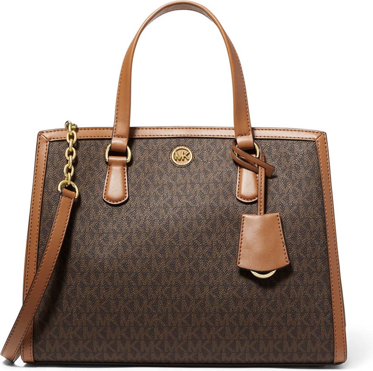 Michael Kors Chantal Medium Satchel Dames Handtas - Bruin - 0196163505886