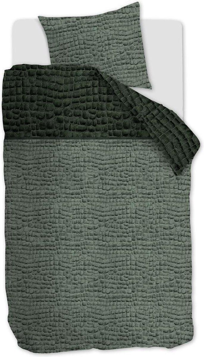Riviera Maison Croco Dekbedovertrek - Eenpersoons - 140x200/220 cm - Groen