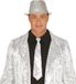 Fiestas Guirca Carnaval cravate et chapeau - argent - paillettes - Adultes