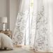 Madison Park Cecily Vitrage, halftransparant, botanische print, doorbrander, eenvoudig op te hangen, geschikt voor gordijnroedes tot 3,2 cm diameter, 127 x 213,4 cm, grijze bladeren