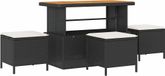 Table de jardin en poly rotin noir 4 pièces