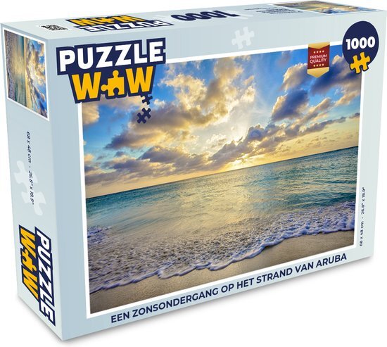 MuchoWow Puzzel Een zonsondergang op het strand van Aruba - Legpuzzel - Puzzel 1000 stukjes volwassenen - Sinterklaas cadeautjes - Sinterklaas voor grote kinderen