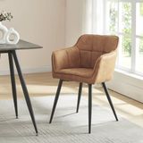 en.casa Eetkamerstoel Birmingham set van 2 fauteuils bruin en zwart