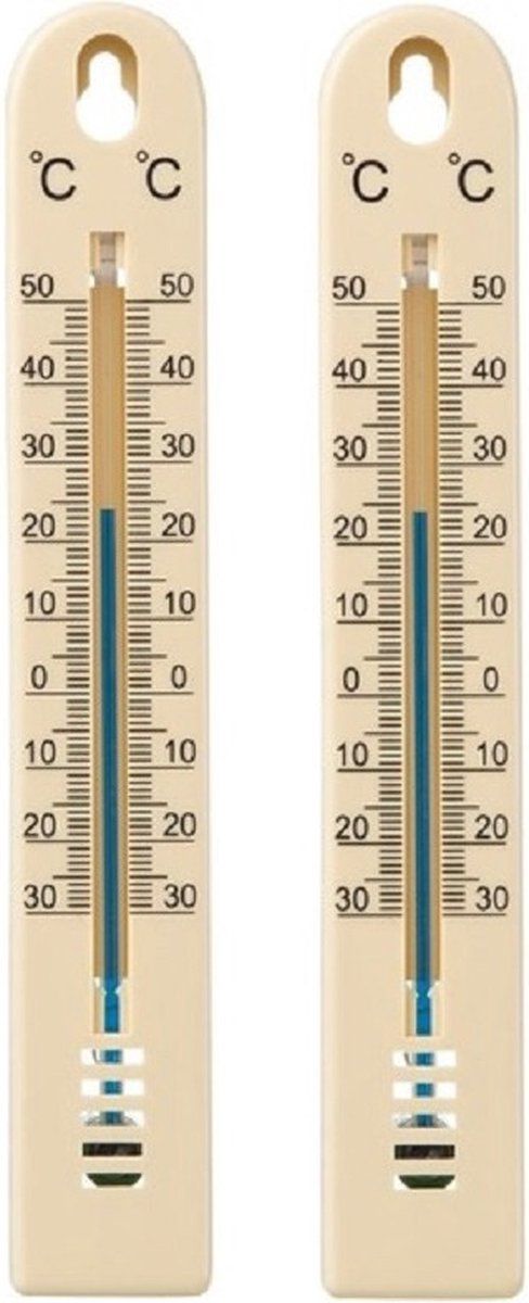 Ubbink Set van 2x Thermometer Binnen/Buiten Beige Kunststof 3 x 17 cm