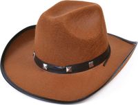 Rubies Cowboyhoed met studs - bruin - polyester - heren/dames