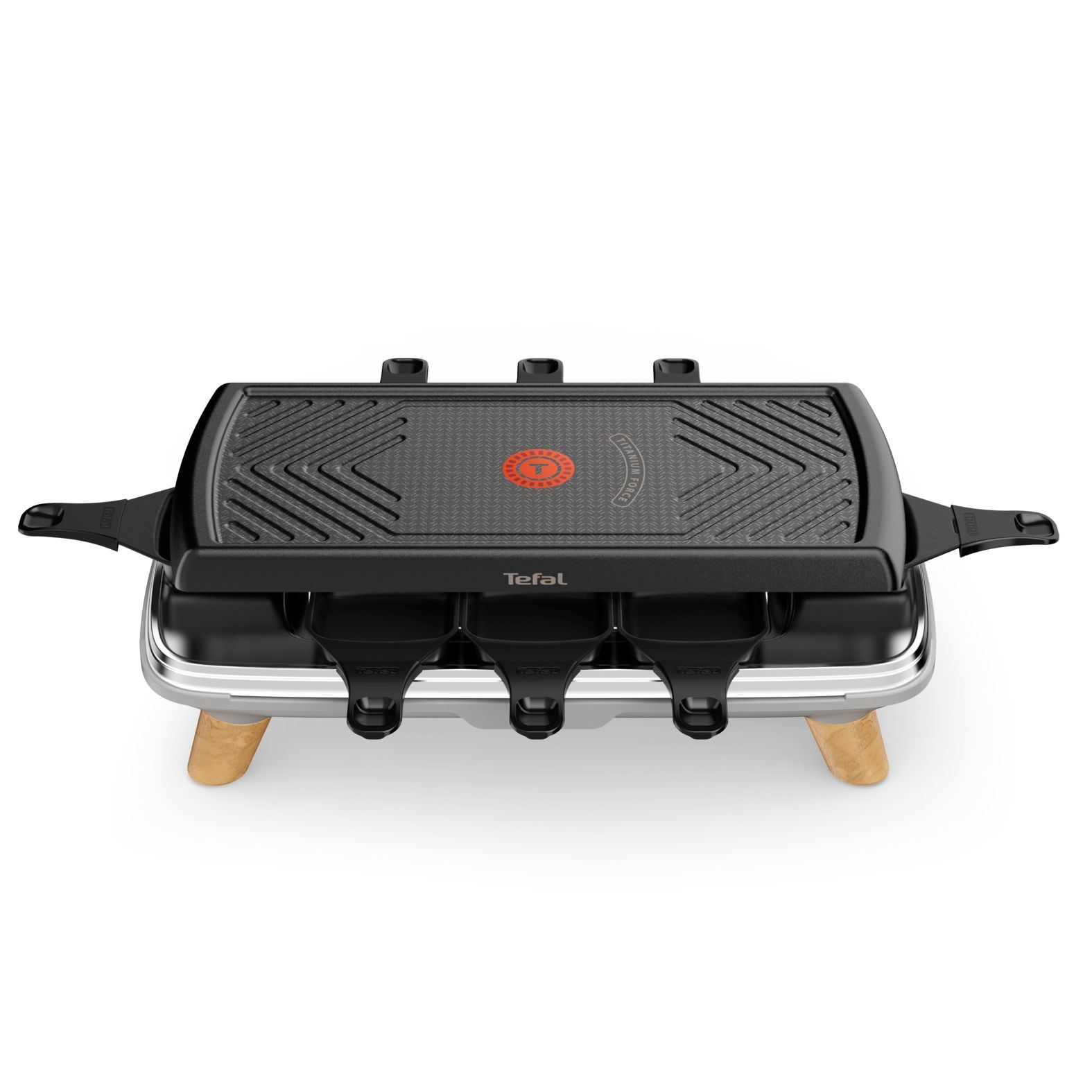 Tefal RE610D Raclette Gourmet 3-in-1 - 8 Personen - Zwart/RVS/Hout