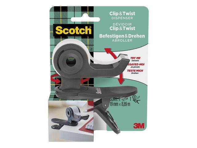 Scotch® C19 Tape Dispenser - Grey with 1 Roll of Magic™ Tape - 19mm x 8.89m - Invisible
