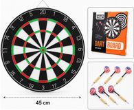 T & F Creations Dartbord - 45 cm - met 6 pijlen - darten - dubbelzijdig - darts - sportief spelen