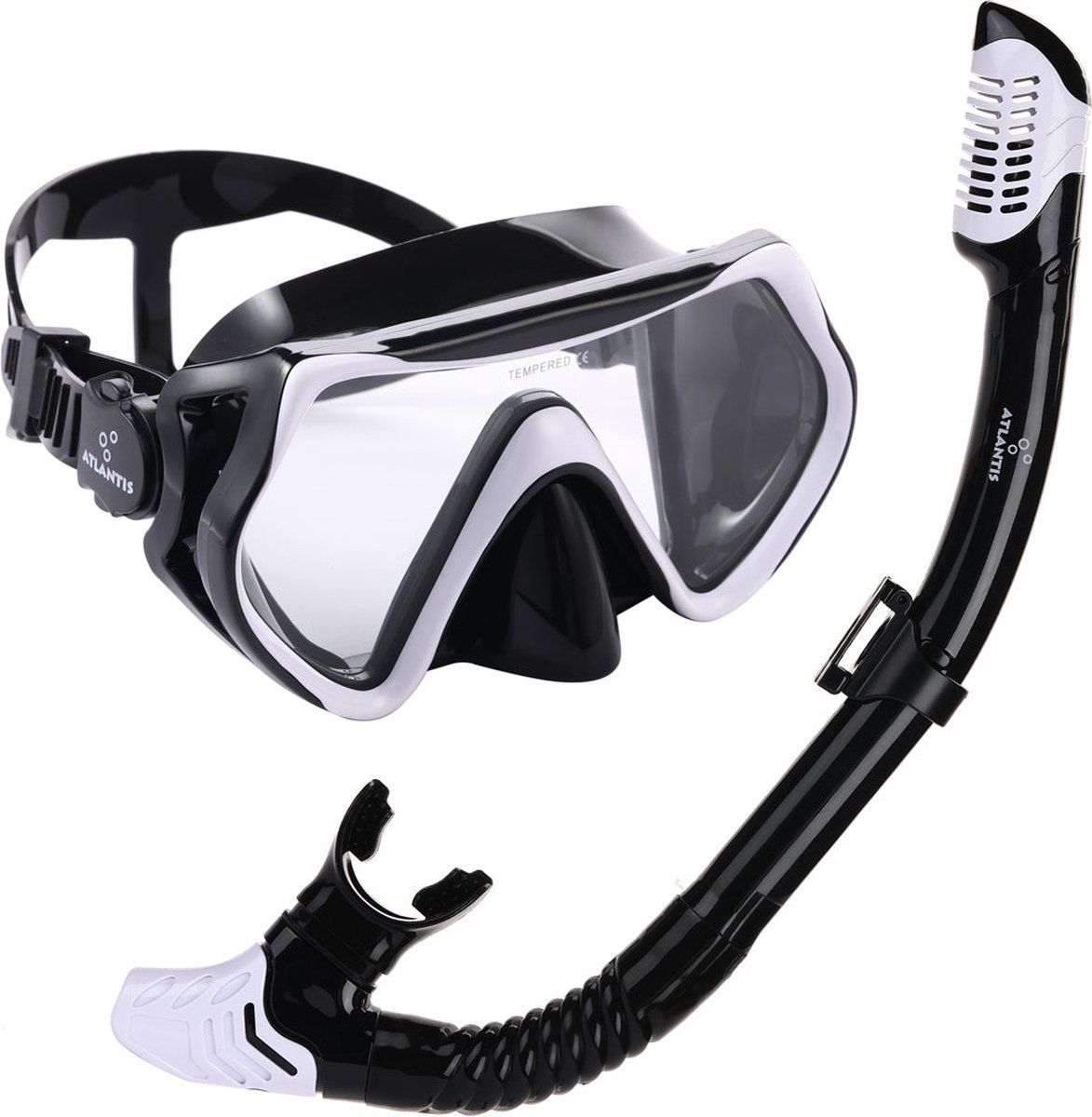 Atlantis Borneo Combo Snorkelset - Zwart/Wit - Volwassenen