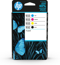 HP 932 zwarte/933 cyaan/magenta/gele originele inkt, 4-pack