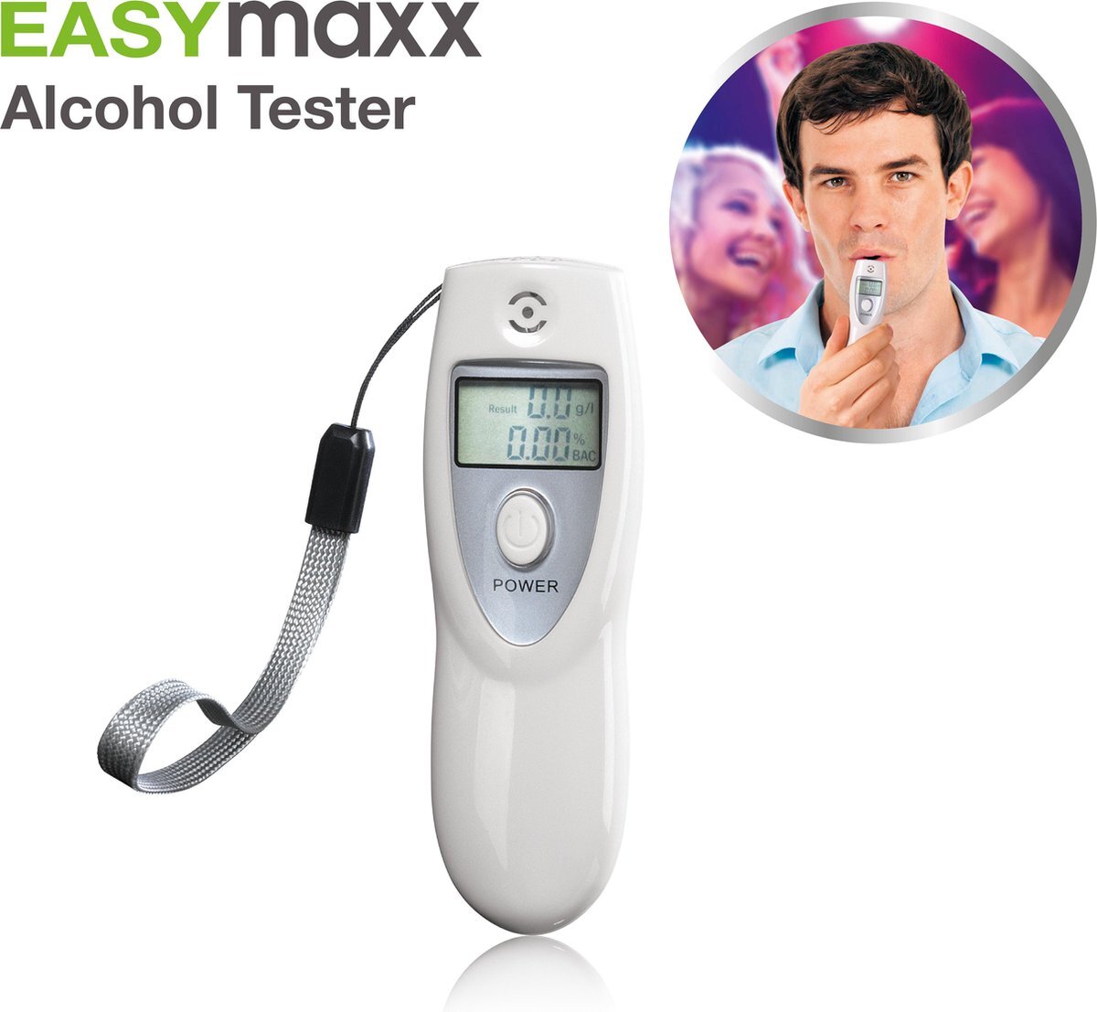 Easymaxx Digitale Alcoholtester PREMIUM Ademtest Blaastest - Alcohol Adem Tester - Geschikt voor Frankrijk