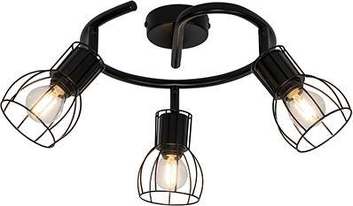 QAZQA botu - Plafondlamp - 3 lichts - Ã˜ 50 cm - Zwart