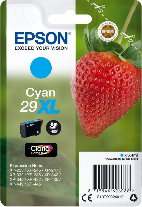 Epson 29XL Cyaan inktcartridge - 450 pagina's - Origineel