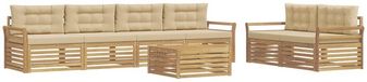 vidaXL Buiten bankenset 7 st Wit en Beige Massief Acaciahout