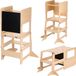 Sunny Mae Leertoren 2-in-1 – Houten Kinder Leertoren en Speelmeubel – Omkeerbaar tot Tafeltje met Stoel – Met Krijtboard – Montessori-geïnspireerd Keukenhulpje – Veilig en Educatief Speelgoed
