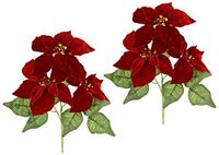 Kunstmatige poinsettia bloem van fluweel met 3 bloemen