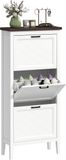 HOMCOM - Opklapbare schoenenkast - MDF - 60 x 26,5 x 133,7 cm - Wit