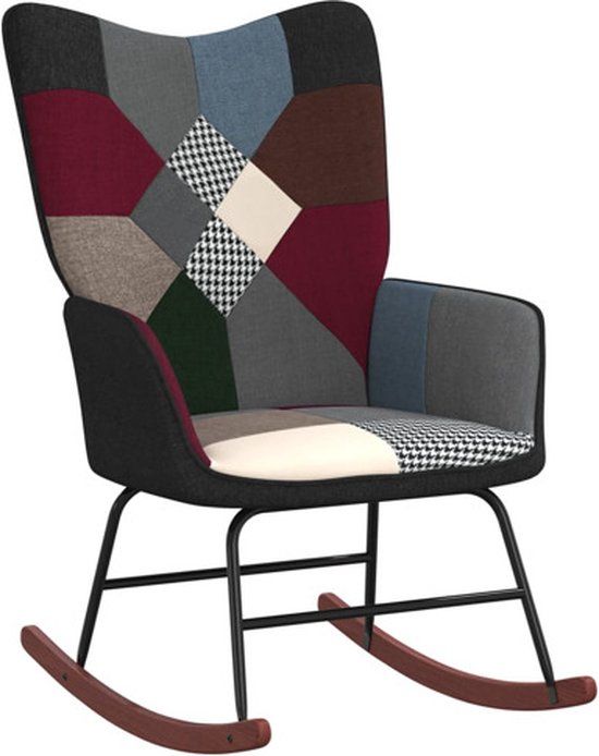 vidaXL Schommelstoel patchwork stof