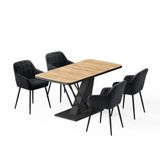 Vicco Fenaro Ensemble de table à manger, Chêne doré/Noir, 120x80cm | avec 4 chaises de salle à manger
