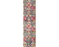 Safavieh Monaco Collectie MNC248 Boho Chic Geweven Vloerkleed voor Binnen, Grijs & Fuchsia, 66 x 244 cm
