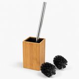 Relaxdays wc-borstel+houder, natuur/zilver