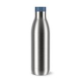 Emsa Bludrop Eco geïsoleerde drinkfles, herbruikbaar, gerecycled roestvrij staal, eco-design, Quick-Press, 12 uur warm/24 uur koud, 0,7 l, vaatwasmachinebestendig, lekvrij, blauw, N3112700