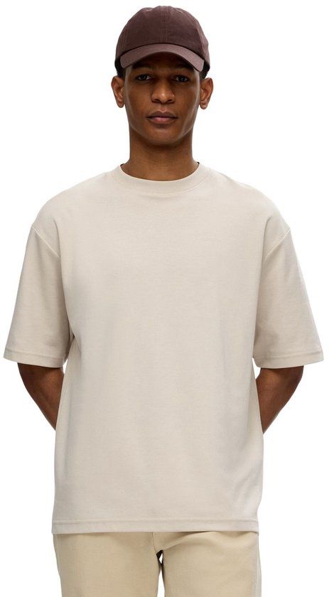 SELECTED MEN Slhlooseoscar Ss O-neck Tee Noos Polo shirt - Beige - Maat XXL