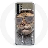 Maniacase Hoesje voor Huawei P30 Kat met grappige foto motorkap Dieren