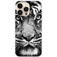 Apple iPhone 15 Pro Max Tigre blanc et noir bedrukt siliconen hoesje