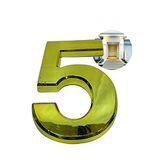 PARENCE - Deurnummer 3D - 10 cm - Premium geborsteld kunststof - glanzend gouden effect - extra sterke lijm - deurnummer, straat, huis (5, goud)