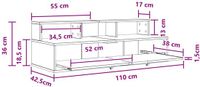 vidaXL Studiobureau Wit 110 x 42,5 x 36 cm Bewerkt hout