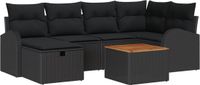 vidaXL Tuinbank Set Zwart Poly-rattan 7-delig